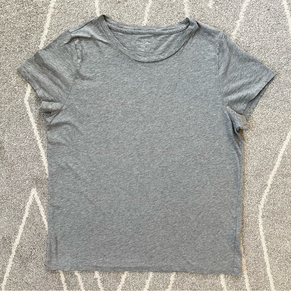 J. Crew Heathered Gray Short Sleeve Crew Neck Slub Cotton T-shirt
